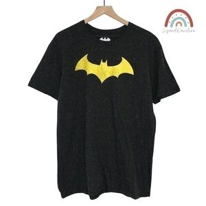Batman DC Comics Speckled Heather Charcoal Grey T-Shirt Soft Knit Top